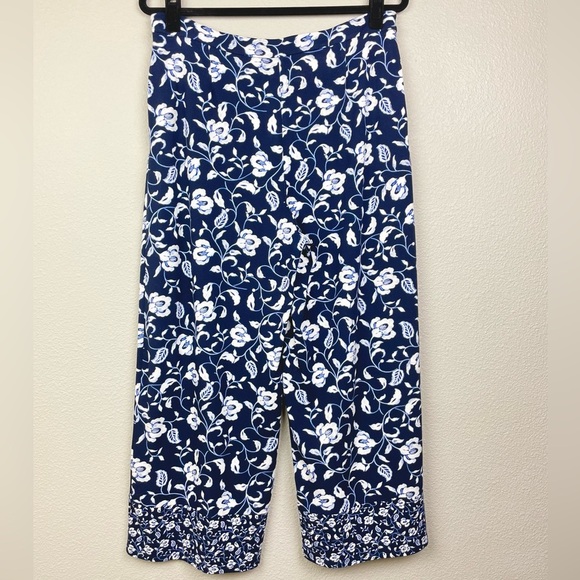 J.Jill NWT Women's Medium Wearever Full Leg Cropped Flowy jersey Knot Pants Blue - Picture 8 of 13